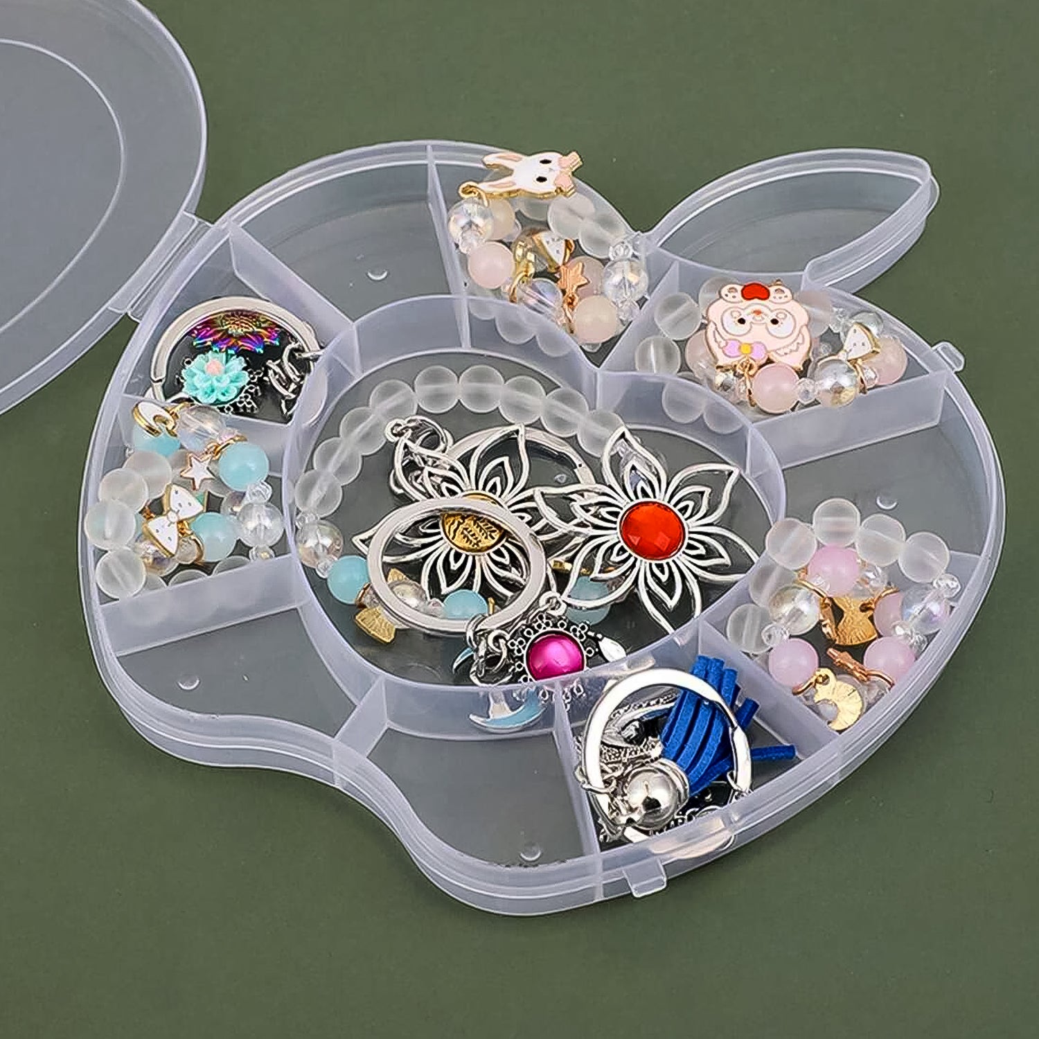 Plastic Apple Shape Jewellery Storage Box (1 Pc) Plastic Apple Shape Jewellery Storage Box (1 Pc)